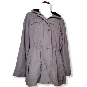 Gallery Velvet Hood Coat Gray Black Size XL
